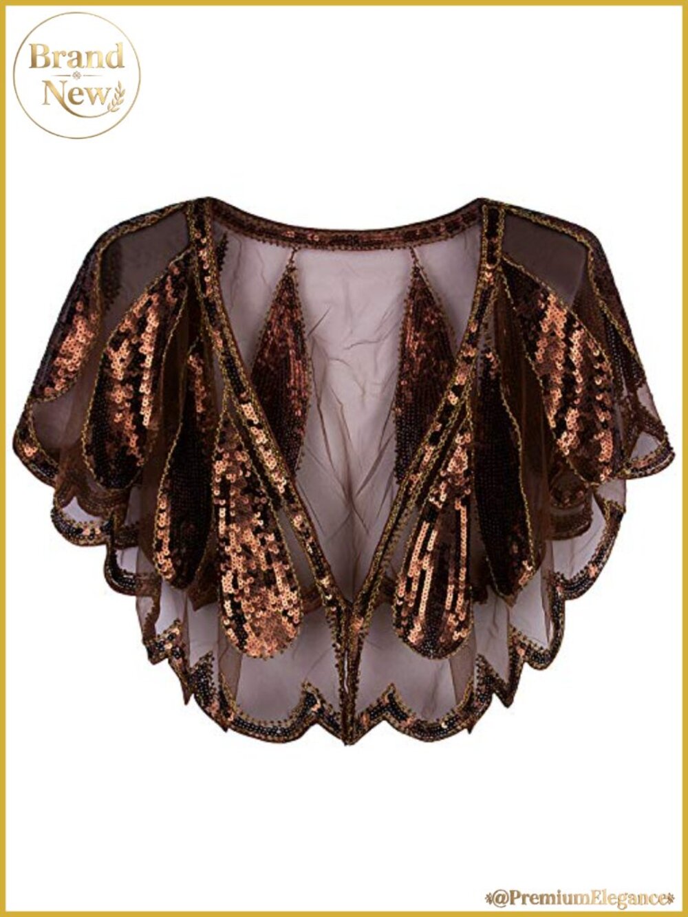 1920s Shawl Wrap Art Deco Sequin Beaded Evening Cape Bolero Flapper Cover Up